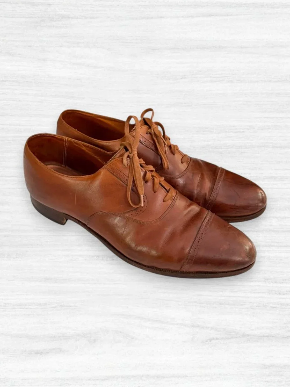 Polo Ralph Lauren Made in England Brown Leather Cap Toe Oxford Shoes 12